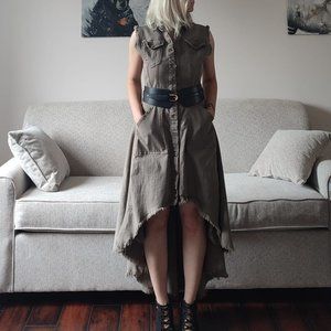 Irregular denim maxi dress